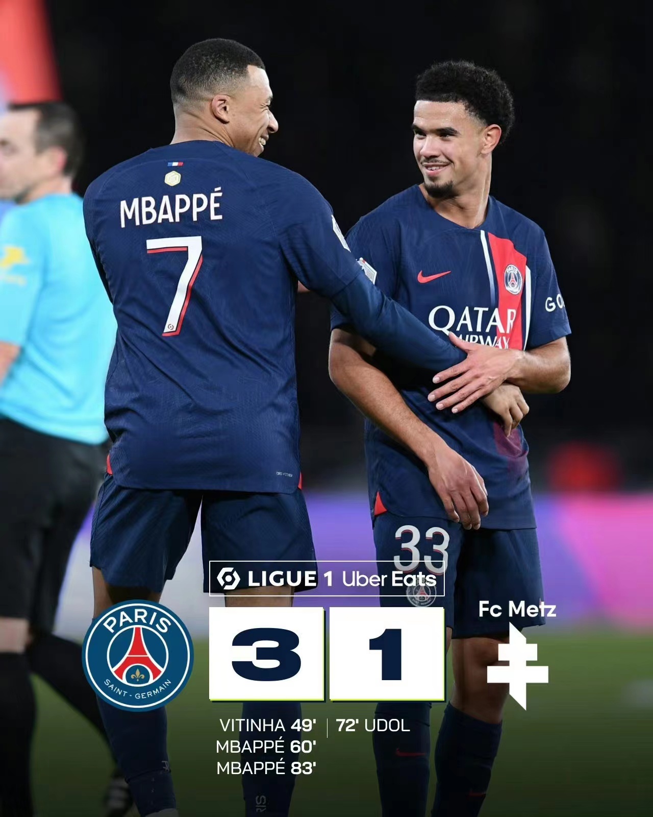 Mbappeov 25. rođendan, PSG vodi u Ligue 1 s 3-1 u Metzu